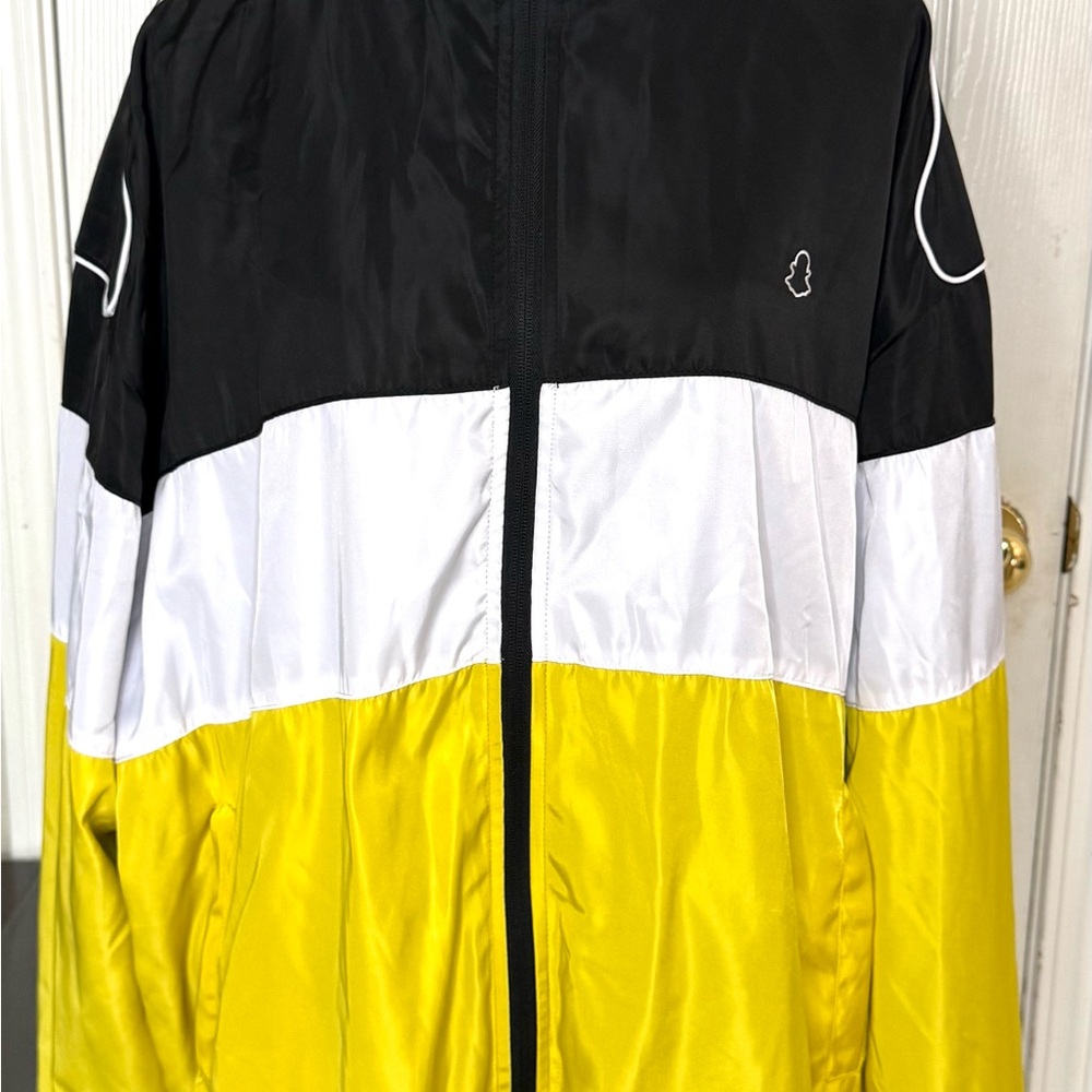 Snapchat Colorblock Windbreaker Jacket Black White Yellow XL